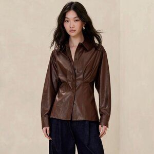 Banana Republic Lightweight Vegan Leather Shirt "Small"